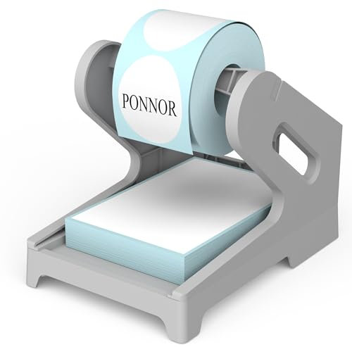 PONNOR Etikettenhalter für Rollen und Fächerfalz-Etiketten, Versandetiketten, Ständer, Desktop-Thermodrucker, DIY-Zubehör, Geschäftsbedarf für Zuhause, Büro (grau)