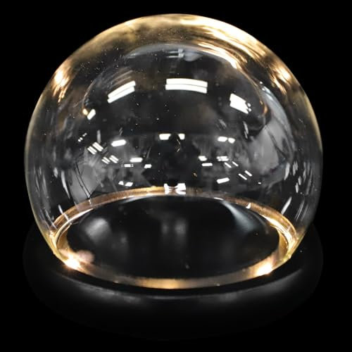 DEARMAMY 1 Juego De Cúpula De Cristal Transparente Campana De Cristal Con Base De Luz Led Cúpula De Exhibición De Cristal Eterna Cubierta De Cristal De Flor Transparente Adorno De Tarro De