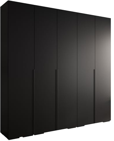 MEBLE KRYSPOL Inova 1 Moderner Schrank mit Regalen und Stange - Aufbewahrungsschrank für Schlafzimmer, Wohnzimmer - 236,7x250x47 cm - KGoldpusfarbe Schwarz - Frontfarbe Schwarz - Grifffarbe Schwarz