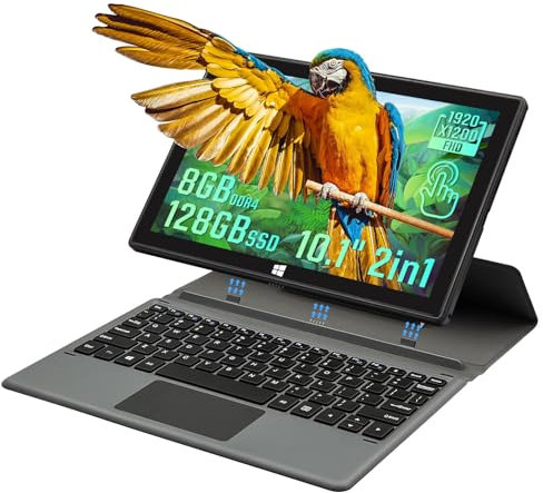 UDKED 10.1 inch Windows 11 Tablet PC 2 in 1 Laptop Detachable Keyboard 8G DDR4,Quad-Core,1920x1200 IPS Lightweight Tablet Bluetooth 4.0(8G+128G SSD)