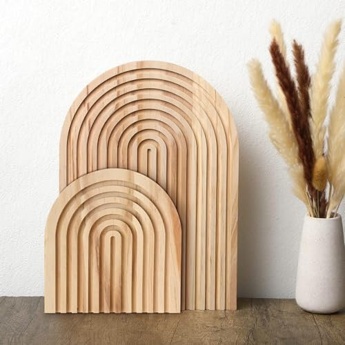 Johiux 2 Stück Boho Deko Regenbogen Holzbrett,Holz Deko für Schlafzimmer Deko,Wohnzimmer Deko,Büro Deko,Servierbrett Dekoration für Küche,Boho Deko Herbst