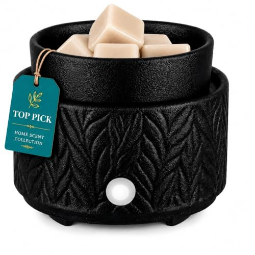 nawaza Ceramic Wax Melt Warmer Electric Candle Burner Scented Wax Black | Candle wax & wax cubes melter, essential oil burner, home office bedroom, birthday gift for women, mom, girls