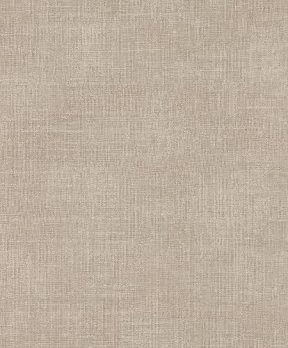 Rasch Tapete 285314 - Einfarbige Tapete aus Papier mit Leinenoptik in Braun - 10,05m x 0,53m (LxB)