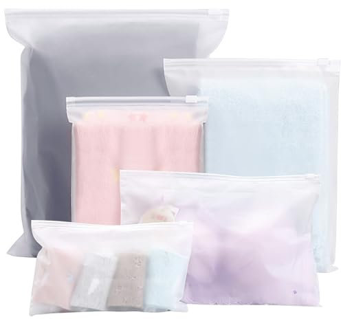 VORHOT 30 Pezzi Sacchetti Vestiti con Zip, 5 Dimensioni di Sacchetti per Vestiti con Cerniera, Smerigliata Richiudibili Viaggio Fori di Ventilazione, Cosmetici, Scarpe