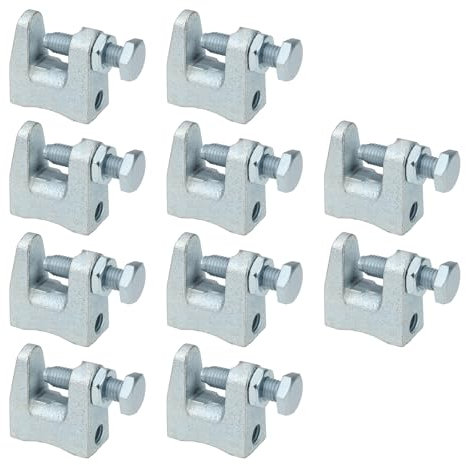 YINETTECH 10 Piezas Abrazaderas para Vigas M10 Soporte de Hierro Fundido Dúctil Galvanizado de 10mm Soporte de Montaje para Construcción de Puentes Ingeniería de Construcción