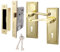 EAI Polished Brass Georgian Scroll Door Handle Key Lock Set - 1 Pair Internal Lever Lock Handles, Lock 64mm & Keys - Rope Design