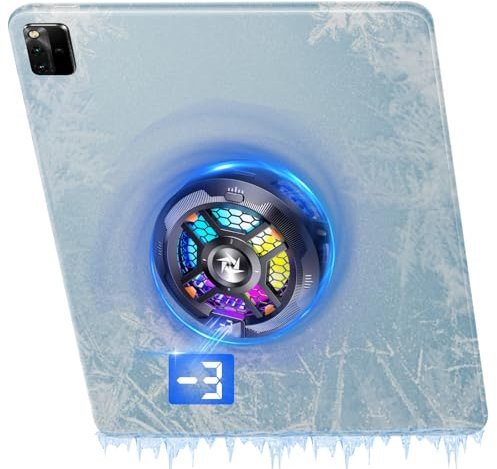 Olycism Gaming Phone Cooler Strong Magnetic Phone Cooler Dual Mode Adjustable Ultra Quiet Operation High Brightness LED Display Comes with Magnet and Phone Clip Suitable for Phone iPad Tablet