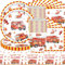 61St Feuerwehrmann Party Geschirr Set, Kinder Party Dekorationen Zubehör, Feuerwehrmann Thema Geburtstag Dekorationen, rotes Geschirr enthält Teller Tassen Papier Servietten Tischdecke (20 Gäste)