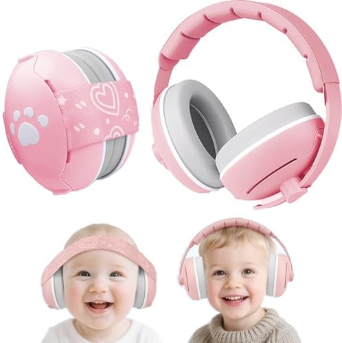 Paraorecchie 2-1 per neonati e bambini fino a 48 mesi, paraorecchie con riduzione del rumore, comode cuffie per neonati per migliorare il sonno, essenziali da viaggio per bambini per aereo/sonno