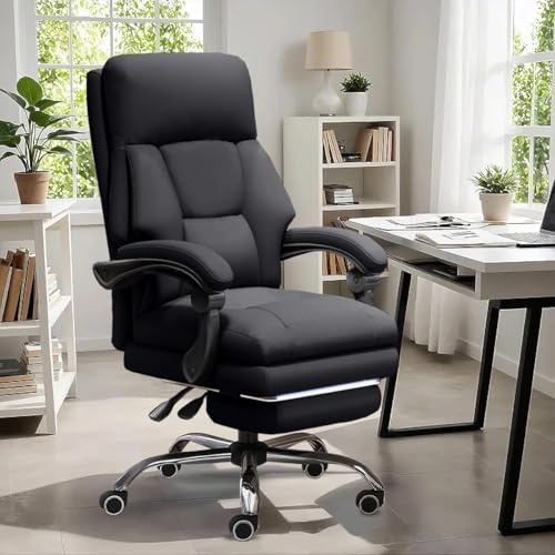 XUEGW Executive Office Chair with High Back, Ergonomic Recliner Computer Chair PU Leathe Gaming Chair, Heavy Duty Adjustable Height Home Office Chair with Foot Rest