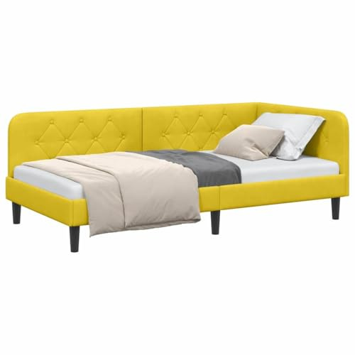 vidaXL Eckbettgestell Gelb 90 x 200 cm Samt
