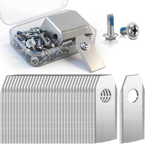 Hestya Ersatzklingen Kompatibel Mit Ecovacs Goat G1, O Und A Series,Silber | Zubehör Für Rasenmäherroboter, 7, 2 mm Öffnung Edelstahl-ersatzklinge, 30 Blaue Klebepunktschrauben Und Unterlegscheiben