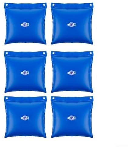 Paquete de 6 bolsas de agua de PVC para cubiertas de piscina sobre el suelo, bolsas de pared a prueba de fugas con ganchos, accesorios de piscina para invierno y anclajes para cubierta de piscina (30