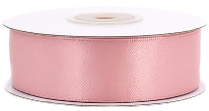 Doppelseitiges Satinband 25mm x 20m Rolle - FARBAUSWAHL in 6/10/25/38mm - farbecht & waschbar - Schleifenband für Hochzeit - Geschenkband zum Verpacken Dekorieren Basteln - Altrosa 158