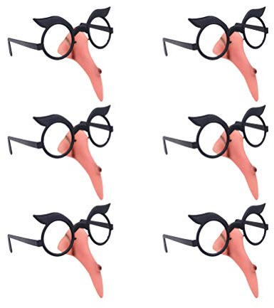TOYANDONA 10 stücke Party Brille mit Hexennase und Augenbrauen für Fasching Halloween Damen Brille mit Hexe Nase Feder Augenbraue