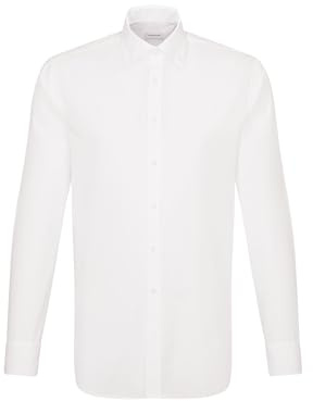 Chemise business Seidensticker pour homme - coupe slim - sans repassage - col boutonné - manches longues - 100 % coton ,Weiß (Weiß 01) ,45