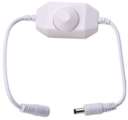 Othmro DC Dimmer Switch 12V-24V 6A Mini LED Dimmer Inline PWM Controller for Single Color LED Light/Strip/Lamp/Tape Lighting White 1PCS