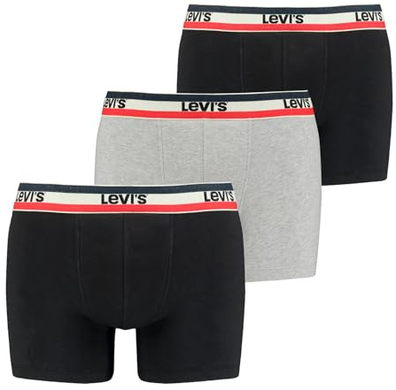 Levi's Men's Sportswear Logo Briefs (Pack of 3) Boxer Shorts, Black/Grey Melange, L