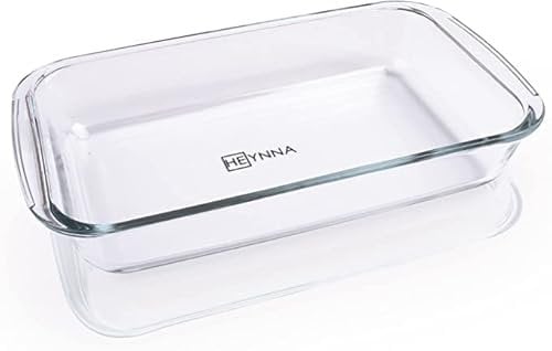 HEYNNA® Casseruola rettangolare 1,6 litri - pirofila in vetro borosilicato resistente al calore | resistente al forno, al microonde e lavabile in lavastoviglie | pirofila per cuocere, brasare