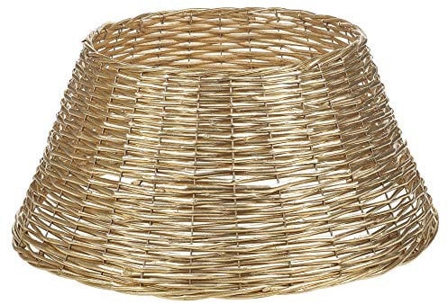 URBNLIVING Christmas Natural Large Willow Wicker Woven Rattan Tree Skirt Base Cover Stand (Gold)
