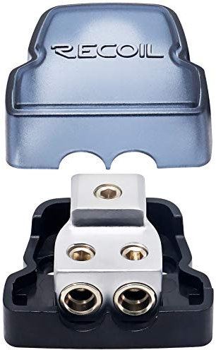 Recoil DB12 2 Way Power Distribution Block, 1 X 0/2/4 Gauge in / 2 X 4/8 Gauge Out Power Distribution Ground Distributor Block for Car Audio Amplifier Splitter