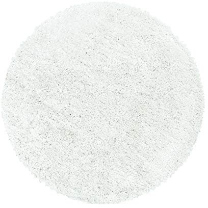 Carpettex Hochflor Teppich Wohnzimmer Shaggy Flokati Teppich Modern Einfarbig 200 cm Rund Weiß - Teppich Schlafzimmer Weich Flauschig Waschbar Teppich Küche Esszimmer - Langflor Teppiche