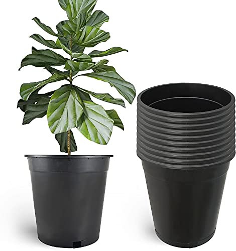elfinrm Lot de 10 pots de fleurs de 10 l pour plantes, pots de pépinière en plastique moulé par injection, conteneurs de plantes de 10 l