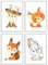 HappyArts® | Kinderzimmer Bilder A4 Poster 4er Set Deko Mädchen Junge Babyzimmer | Aquarell Waldtiere Waldfreunde Fuchs Reh OHNE RAHMEN