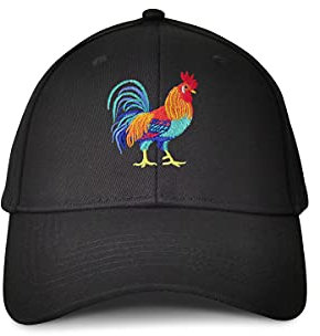 Hepandy Bestickter Hahn-Baseballhut für Herren und Damen, Schwarz, Einheitsgröße