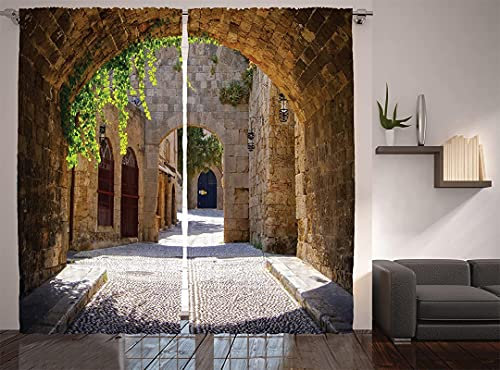 LKCD Verdunkelungsvorhang Mit Ösen - Toskana Italien Braun Und Grün 234X230Cm 2 Stück Großer Vorhang Für Das Wohnzimmer, Raumteiler, Gardinen, Blickdichter Vorhang