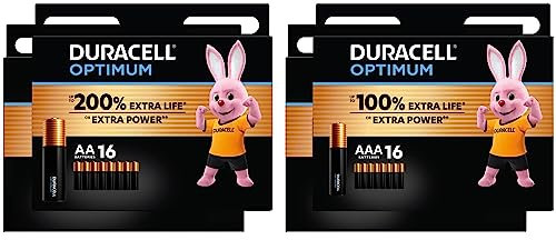 Duracell Optimum AA & AAA Batteries (Combo pack of 32) - Alkaline 1.5V - Up To 100% Extra Life or Extra Power - 100% Recyclable, 0% Plastic Packaging - LR6/LR03 MN1500/MN2400