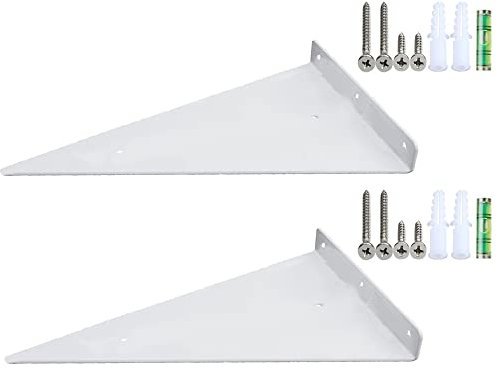 Heavy Duty Triangle Shelf Supports, Multifunctional Wall-Mounted Floating Countertop Angle Brackets, Pack of 2, White, 170mm*280mm