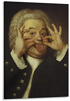 Shenywell Bilder Wohnzimmer Modern Der Komponist Johann Sebastian Bach, lustige Wandfarbe, Kunstposter, Dekoration, Moderne Kunstwerke für Zuhause, Geschenkidee 30x40cm Kein Rahmen