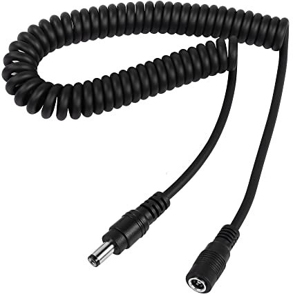 RIIEYOCA Spiralkabel DC 5,5 mm x 2,1 mm Stecker auf Buchse Adapterkabel für LED-Streifen, CCTV, Auto, Monitore, gedehnt bis zu 1,5 m