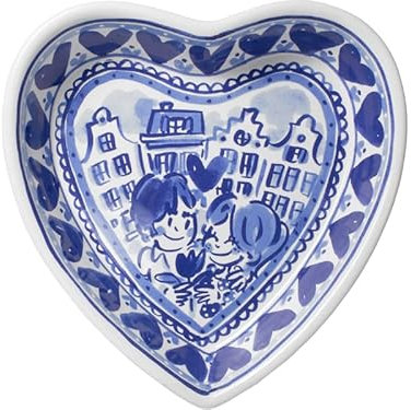 Herzförmige Schale Ø22cm – Delfts Blond Design – Romantisches Serviergeschirr für Valentinstag, Hochzeit oder besondere Anlässe