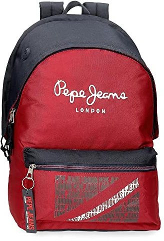 Pepe Jeans Clark Zaino Porta PC Doppio Scomparto Adattabile a Trolley 15.6 Rosso 31x44x15 cm Poliestere 23.87L