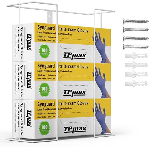 Extra Large XL Size Gloves Box Holder,Wire Rack Dispenser for Gloves - Mounting Accessories included - Holds up to 3 Box - Perfect for Lab, Food Service and Home