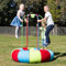TubeRoo Jump-a-Round Mini Set Trampolin Indoor Outdoor Kinder ab 2 Jahre bodentief mit Haltegriff Stangen Erwachsene Fitness Bodentrampolin Gartentrampolin aufblasbare kleine Hüpfburg Hüpfmatratze
