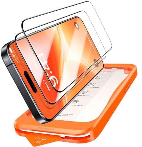 TORRAS for iPhone 15 Screen Protector, Install Fail? Replace!, 8FT Military Shatterproof, 9H Anti-Scratch, No Bubbles No Dust, Longest Durable Screen Protector for iPhone 15 Glass (2 Pack)