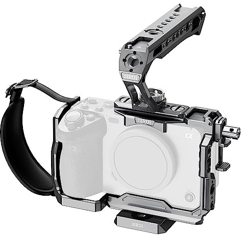 SIRUI FX3/FX30 Kamera Käfig Cage Kamerakäfig mit oberem Handgriff, Kameragehäuse mit HDMI-Kabelklemme, 1/4-20 Gewindebohrungen, kompatibel mit Sony FX3/FX30 Original XLR Handgriff,Grau