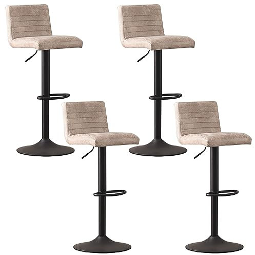 JaHECOME Kunstleder Barhocker 4er Set Barstuhl Bistrohocker mit Rückenlehne, gepolsterter Sitzfläche höhenverstellbar 360° drehbar für Bar, Küche, Bistro, Counter, Esszimmer und Café (4, PU Beige)