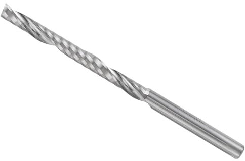 CoCud Lima de Extremo En Espiral Vástago de 1/8 (3.175mm) x 32mm Carburo Sólido de 1 Flauta Lima CNC para Router - (Uso: para Contrachapado Madera Dura Plástico) 1 Pieza