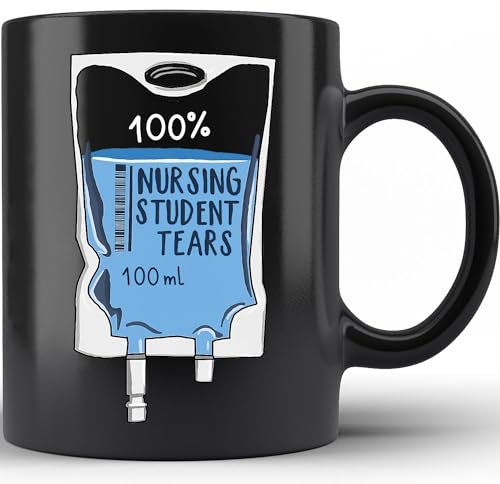 Divertida taza de enfermera 100% lágrimas de estudiantes de enfermería, regalos divertidos para estudiantes de enfermería, futuras enfermeras, graduación de la escuela de enfermería, regalos de
