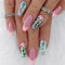 A N K Coffin Ballerina Tapered Press on Rainbow False Nails, Glossy Metallic Acrylic Nail False Tips Artificial Finger Manicure for Women (pink glitter butterfly)