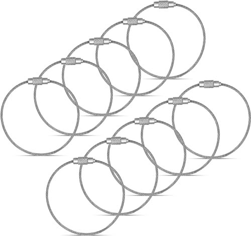 KEYU® Original Juego de 10 llaveros de alambre de acero inoxidable | Anillos de acero inoxidable | Alambre para llavero | Etiquetas para mercancías | Etiquetas para maletas (50)