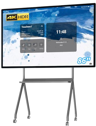 TouchWo Smart Board con monitor touchscreen da 86 pollici, lavagna interattiva 4K, PC con pannello tattile Android 11 e Windows 10 Pro All-in-One per ufficio e classe