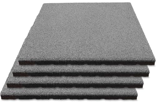 Fallschutzmatte CAPTURA - für außen und innen geeignet - 50x50 cm Größe - stoßdämpfend und rutschhemmend - Drainage an der Unterseite - Stärke 35 mm / 1m Fallhöhe - Grau 4 Stück