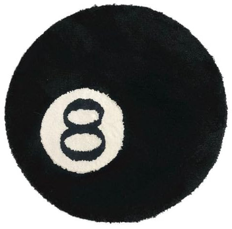 TOWEBOORY Teppich für 8 Bälle, Billard 8 Ball Teppich Rund Tufting Weich Stuhl Pad rutschfeste Teppich Waschbar Schwarz Kreis Teppiche für Wohnzimmer, Esszimmer, Schlafzimmerdekoration (80cm)