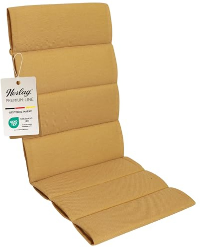 Herlag Hochlehner-Polsterauflage Linnea 123x50x3cm | Stuhlauflage Mehrfachsteppung | Auflage für Hochlehner-Gartenstühle | Premium-Line | Öko Tex 100 | 1 Polster | Senfgelb