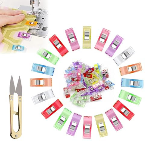 50pcs Pinces à Coudre, Pince pour Couler Clip,Wonder Sewing Fabric Craft Clips,Pince Couture Clip Multifonctionnelles,Clips de Couture Clips Pinces en Plastique,Pinces de Bricolage pour la Couture